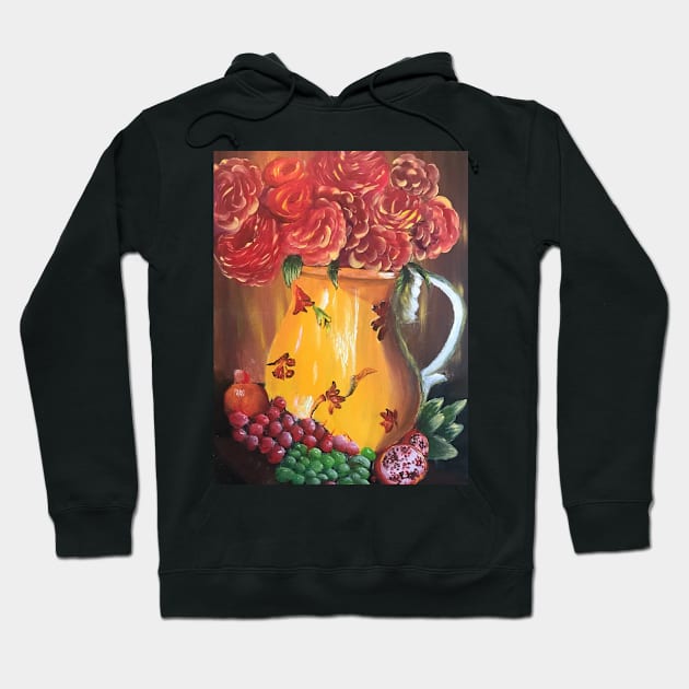 Vase of Roses Hoodie by Allison Prior Art